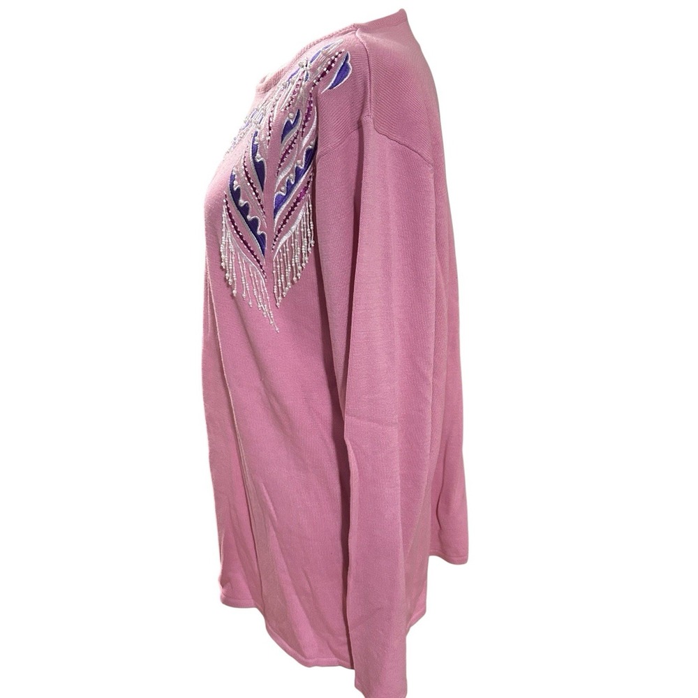 Bob Mackie Wearable Art NWT Embellished Pink Top Sz L - Picture 5 of 9